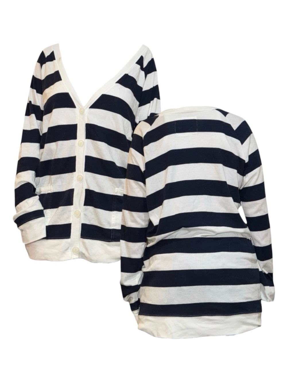 Aerie Navy and White Striped Cardigan